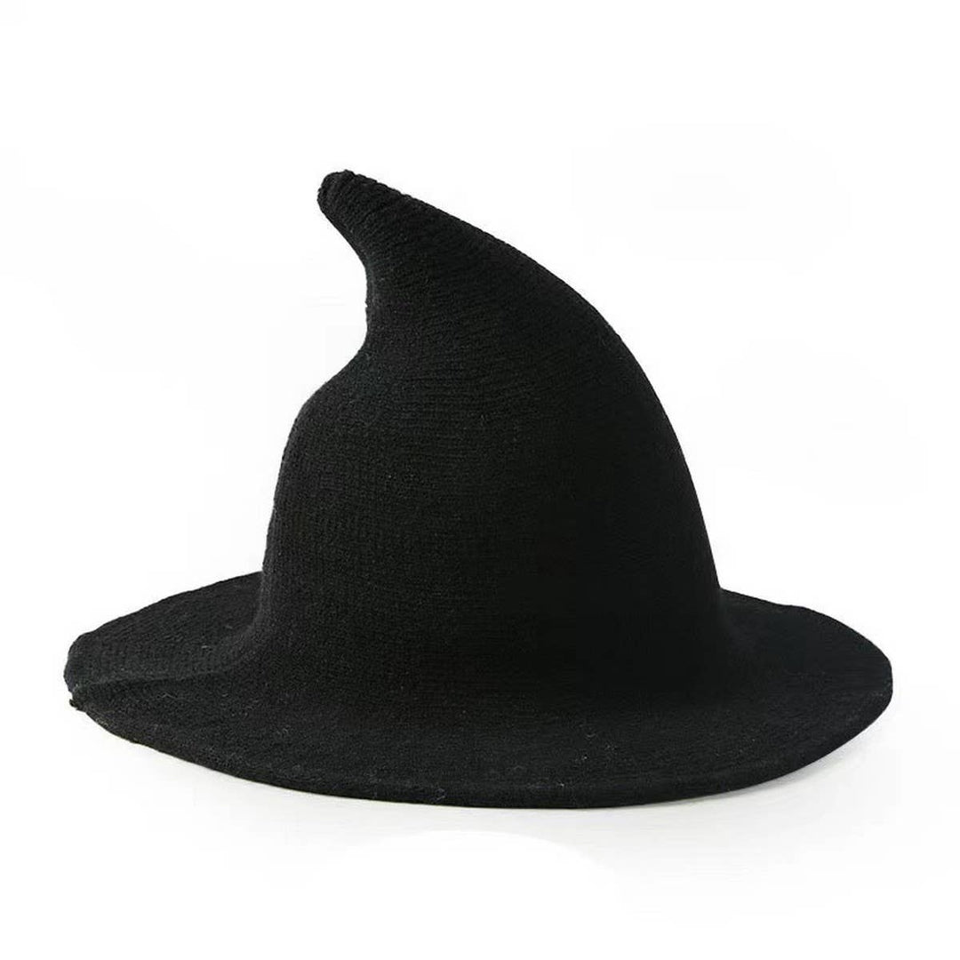 Knitted Wool Witch Hat boho coastal festival style for autumn and Halloween