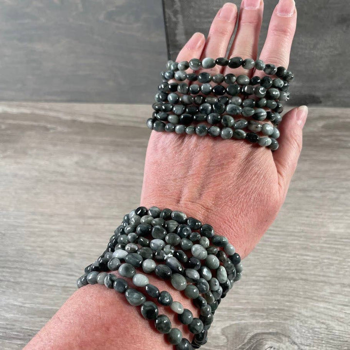 Healing Crystal Bracelets with natural nugget gemstones for boho spiritual layering