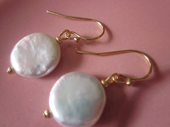 Freshwater Coin Pearl Earrings