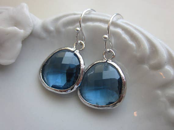Sapphire Blue Earrings handcrafted coastal boho jewelry from Anchored Soul Wickford Rhode Island