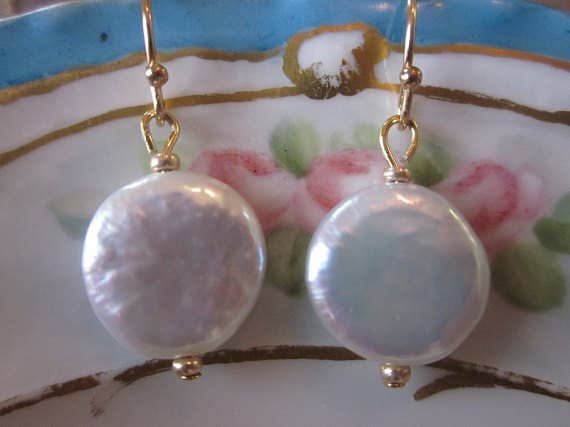 Freshwater Coin Pearl Earrings