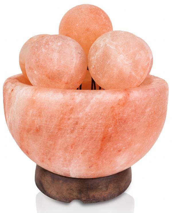 6" Himalayan Salt Bowl Lamp with 6 Massage Balls