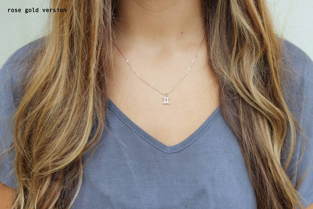 14K gold filled zodiac charm necklace with a warm coastal bohemian spirit