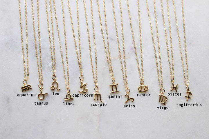 14K gold filled Zodiac Charm Necklace handcrafted for the free-spirited coastal soul