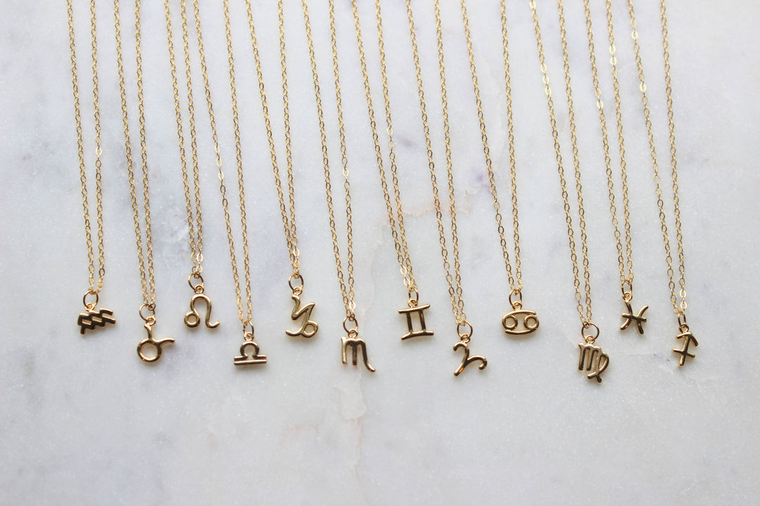 14K gold filled zodiac charm necklace handcrafted for the free-spirited coastal soul