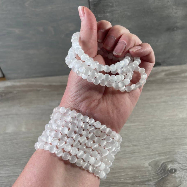 Healing crystal bracelets 6mm round natural gemstone stretch boho coastal jewelry