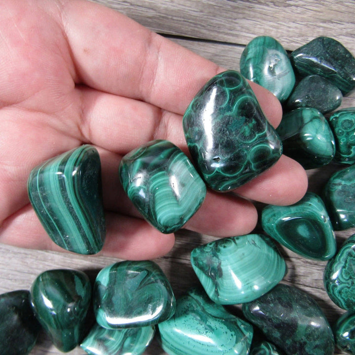 Malachite Tumbled Stones one pound bulk crystals for heart chakra healing