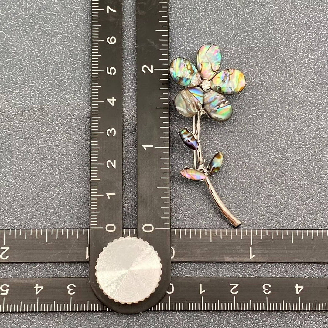 Abalone Shell Silver Tone Flower Brooch