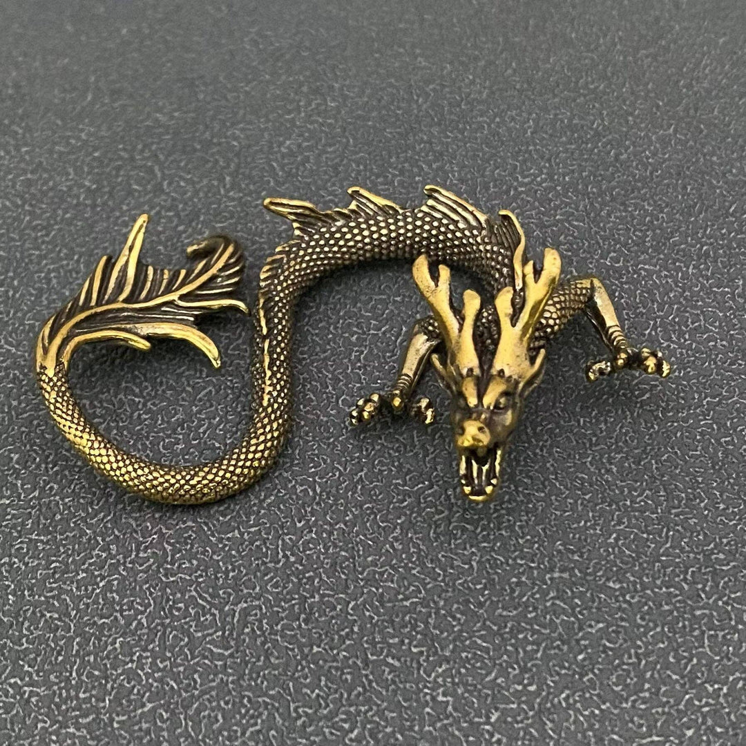 Brass Chinese Dragon Desktop Ornament for protection altar and feng shui decor