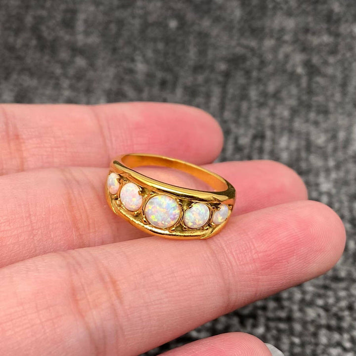 Opal 18K Gold Plated SS ring