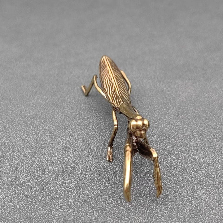Brass Mantis Desktop Ornament for good luck coastal boho spiritual decor