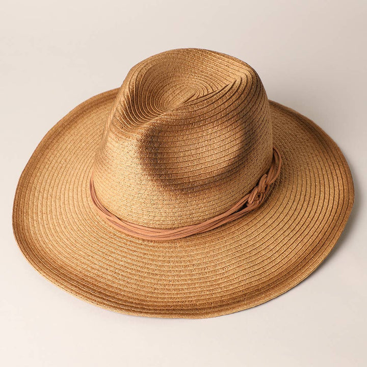 Straw Panama Fedora Sun Hat with adjustable string for effortless coastal boho style