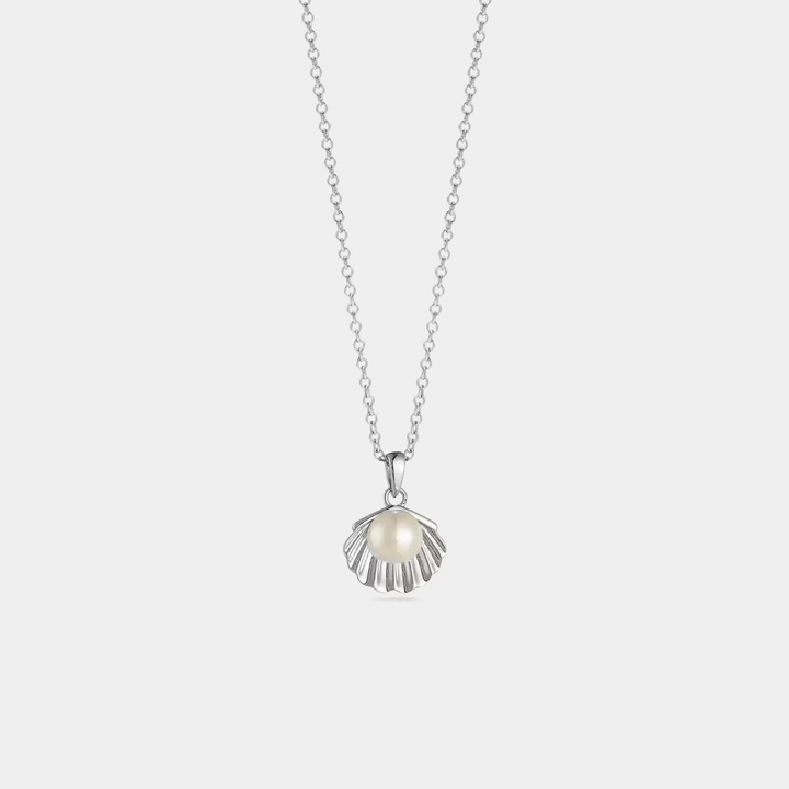 Seashell Pearl Beach Pendant Necklace| Gold &amp; 925 Sterling Silver