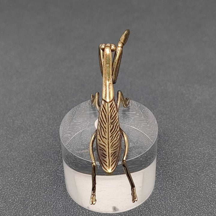 Brass Mantis Desktop Ornament bringing good luck charm to boho coastal decor