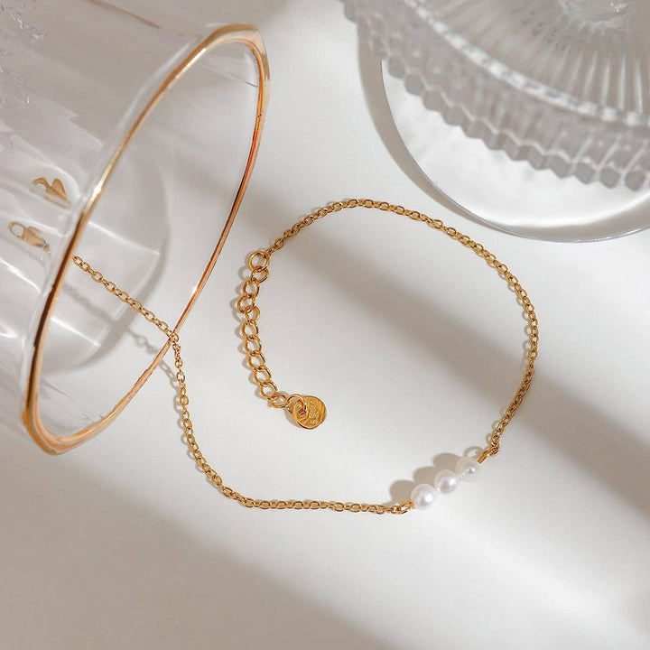 18K Gold Freshwater Pearl Anklet