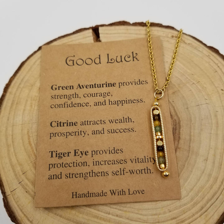 Natural Stone Wishing Bead Protection Gift Necklace with Card from Anchored Soul