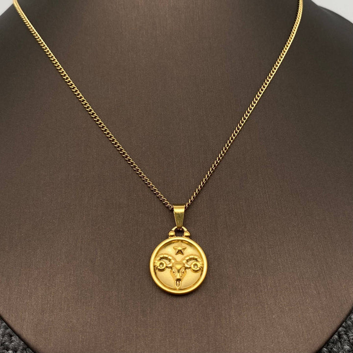 Coin Zodiac 18K Gold Plated SS Necklace