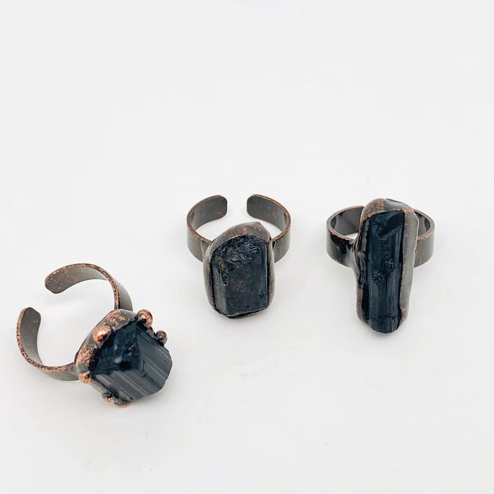 Black Tourmaline Adjustable Ring