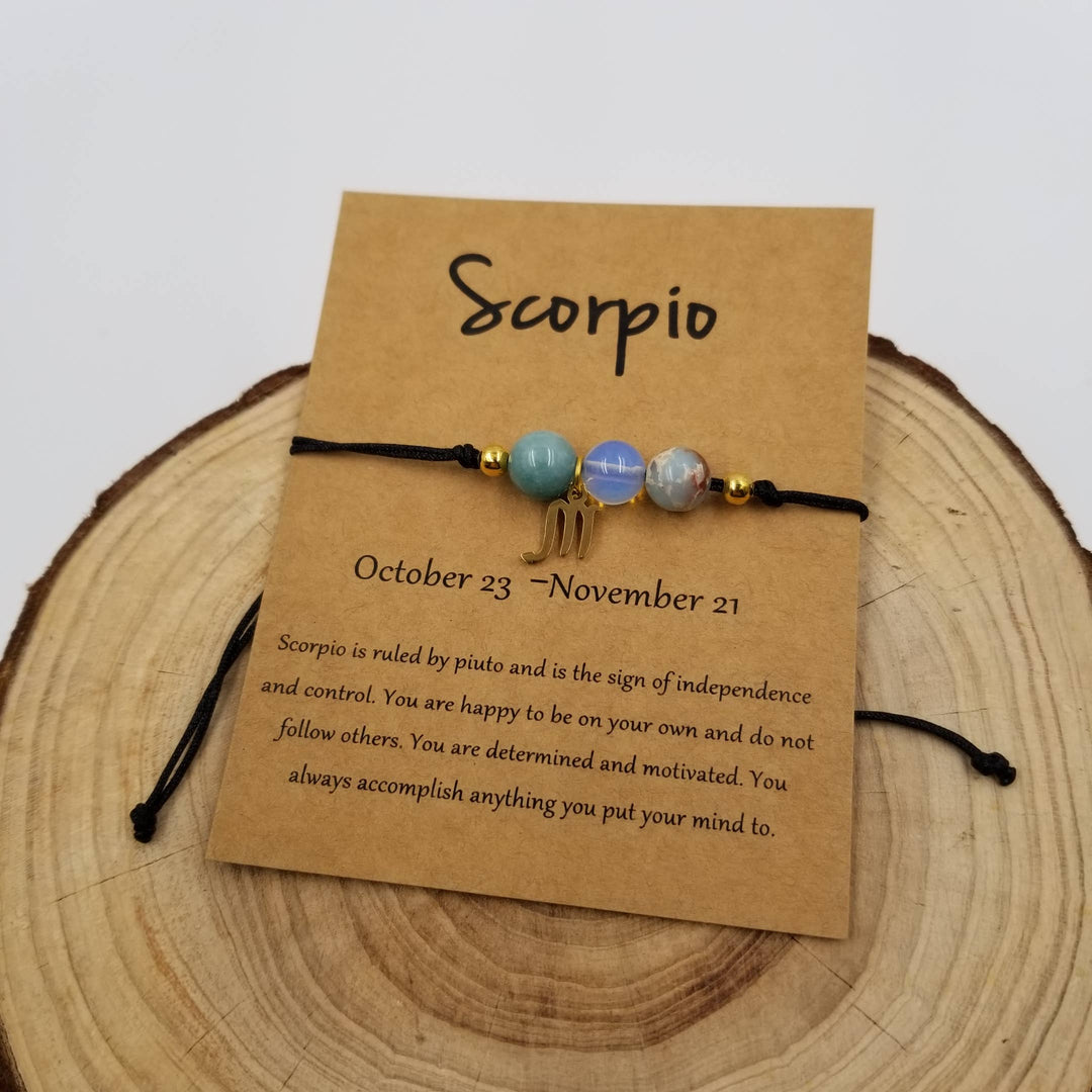 Chakra Zodiac Bracelet with charm and card for every soulful star sign