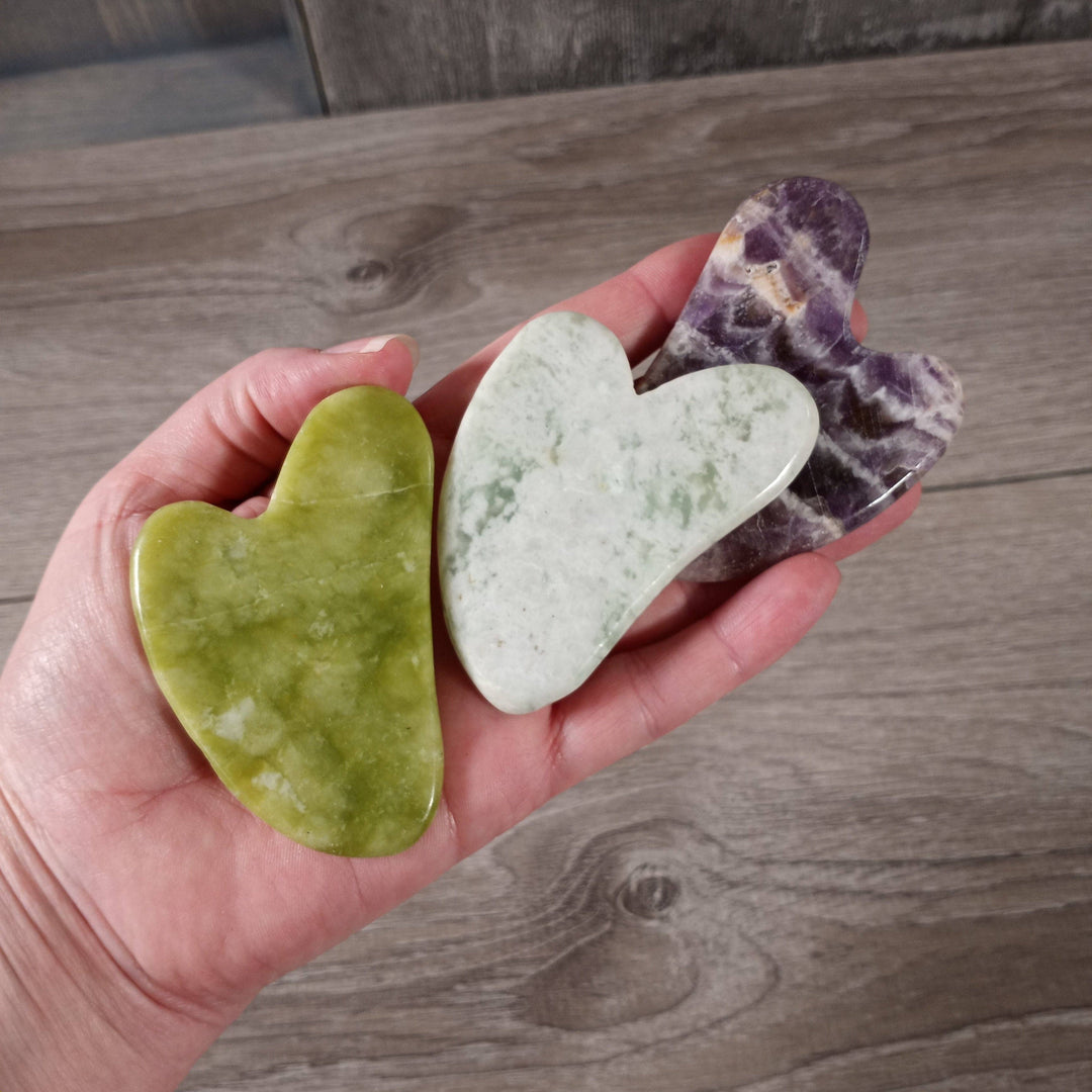 Crystal Gua Sha Facial Massager for holistic skincare rituals and coastal hippie self care