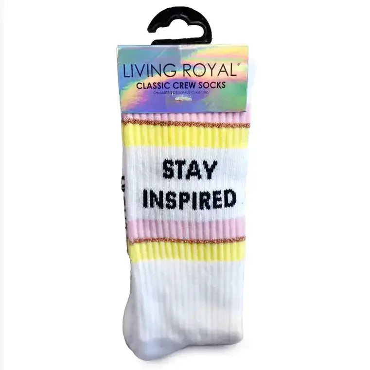 White Spread Love classic crew socks with ribbed tubing from Anchored Soul Boutique