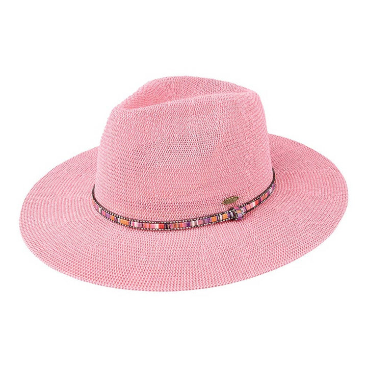 Sage Multi-Colored Thread with Beaded Panama Hat for coastal boho summer style