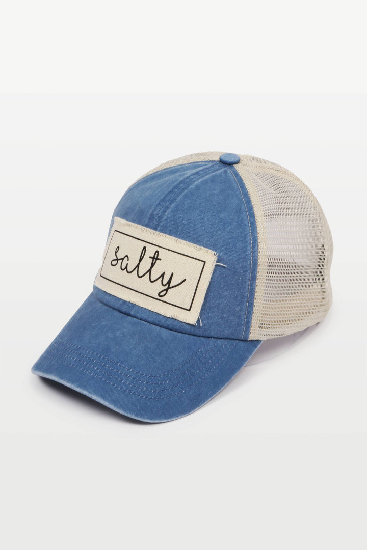 Salty Canvas Patch Mesh Back Baseball Cap for beach-loving coastal bohemian souls