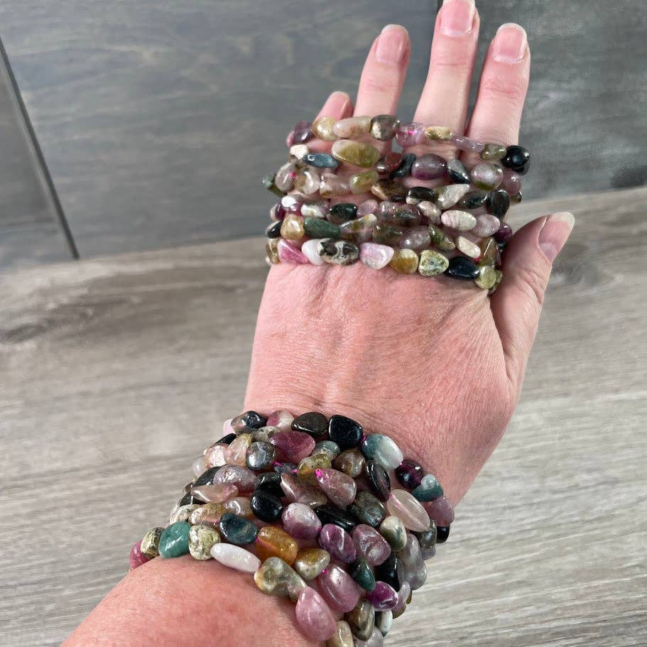 Healing Crystal Bracelets with nugget gemstones for boho spiritual layering style