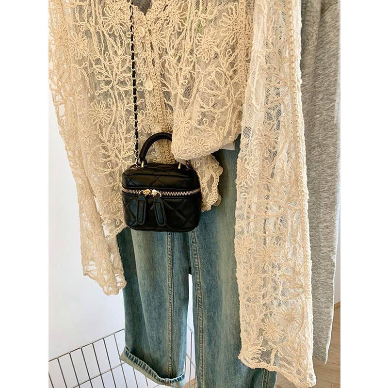 Crochet Lace Long Sleeve Blouse
