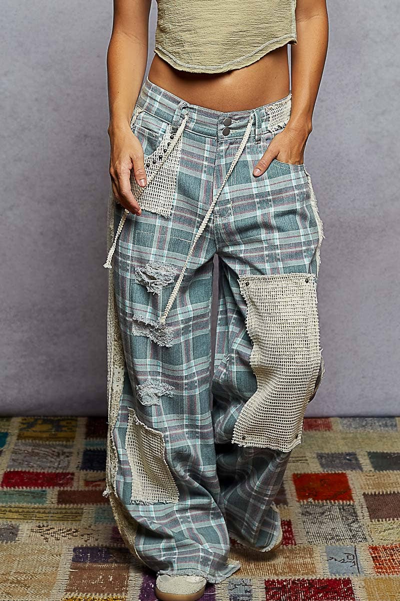 Stud Detail Woven Denim Pants | 2 Varieties