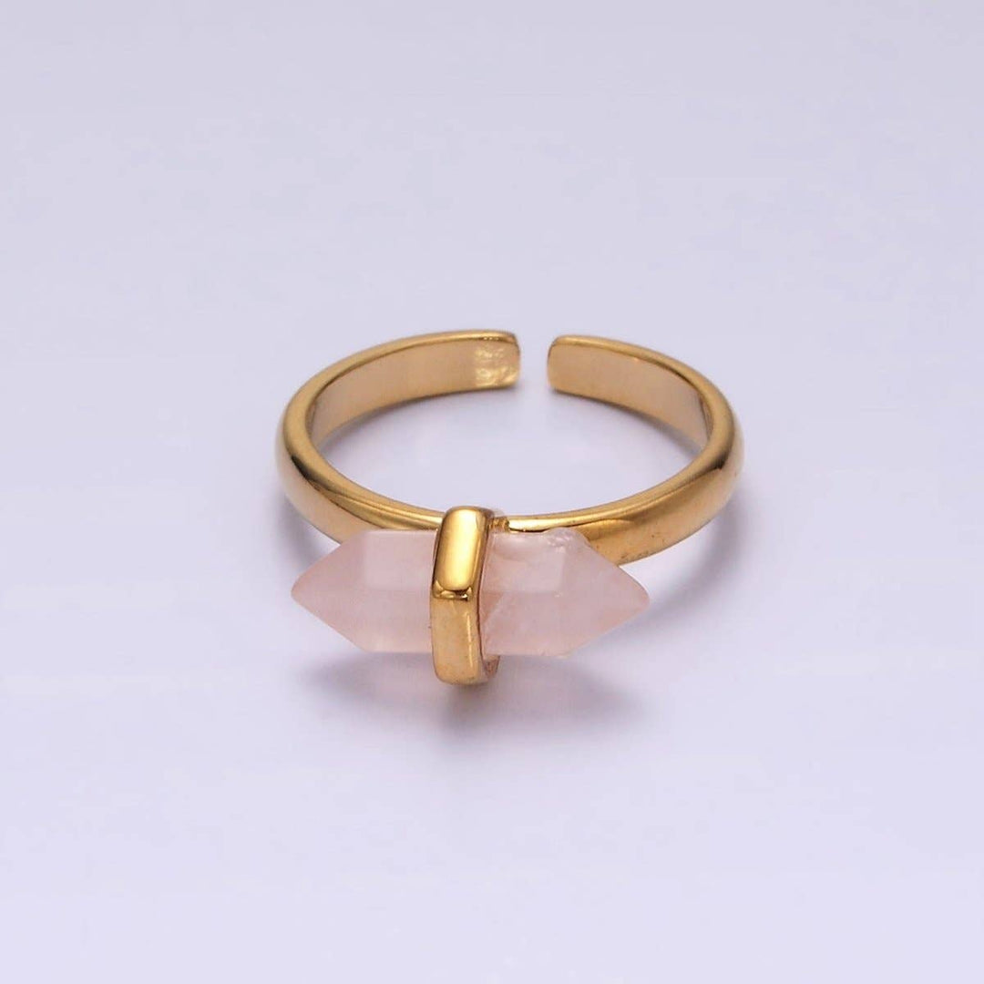 Gemstone Wand Ring 14K Gold Filled with natural healing crystal stone boho style