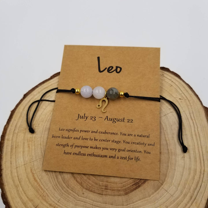 Chakra Zodiac Bracelet with charm and card for every zodiac sign