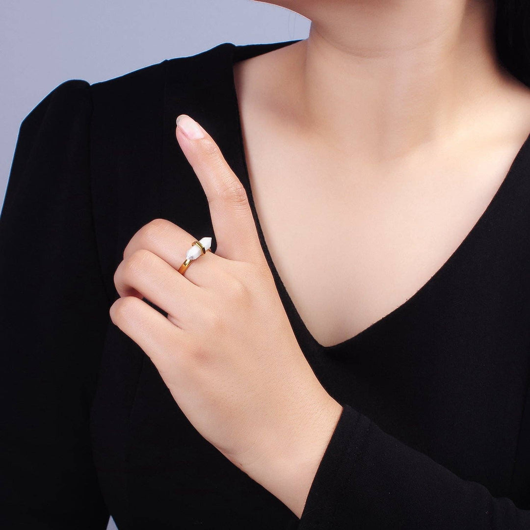 Adjustable Gemstone Wand Ring Gold Filled boho spiritual jewelry for the coastal soul