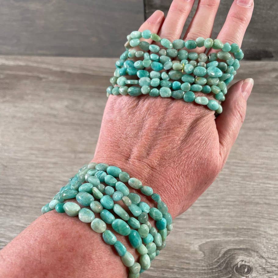 Healing crystal bracelet with natural nugget gemstones for boho spiritual layering