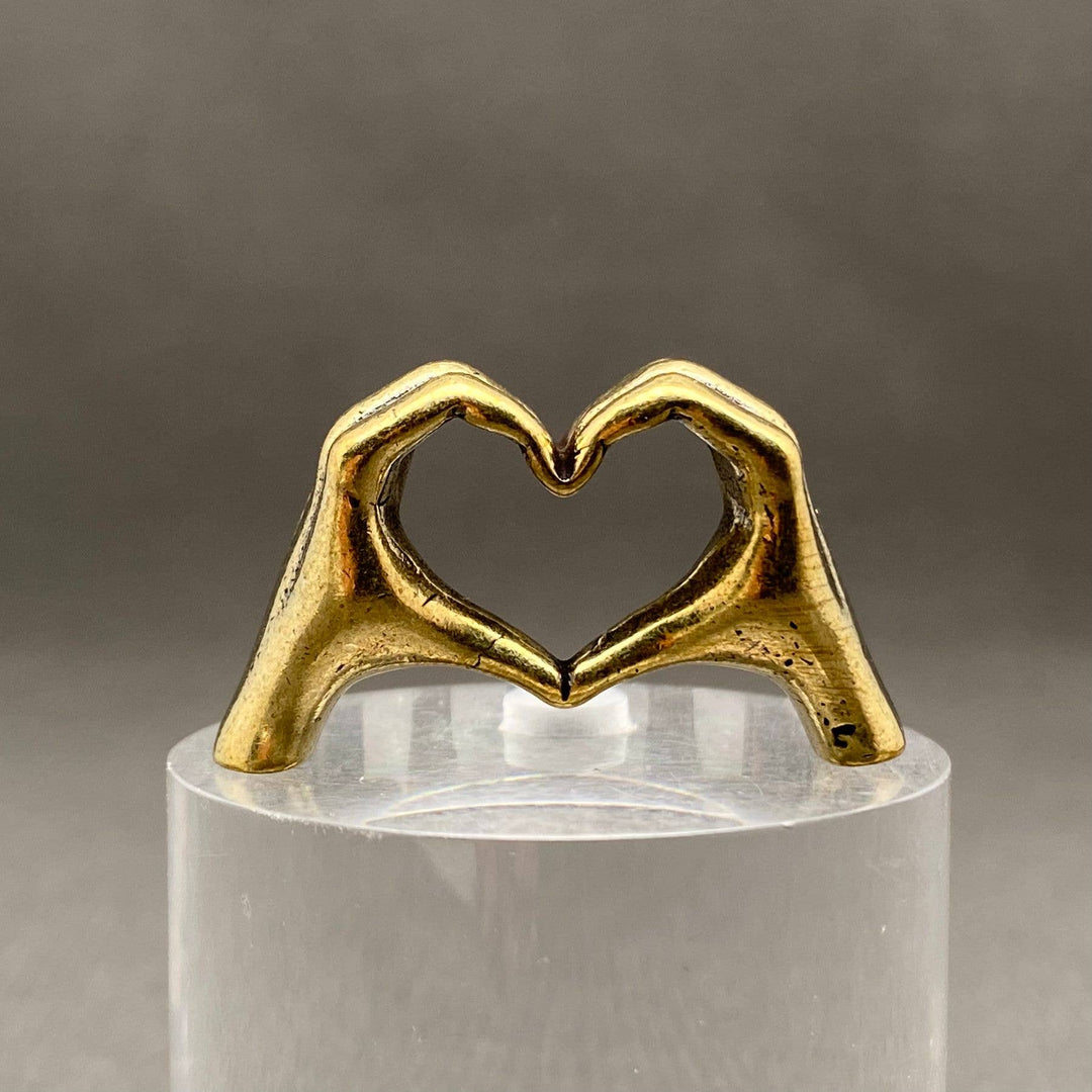 Brass Hand Heart Gesture Desktop Ornament
