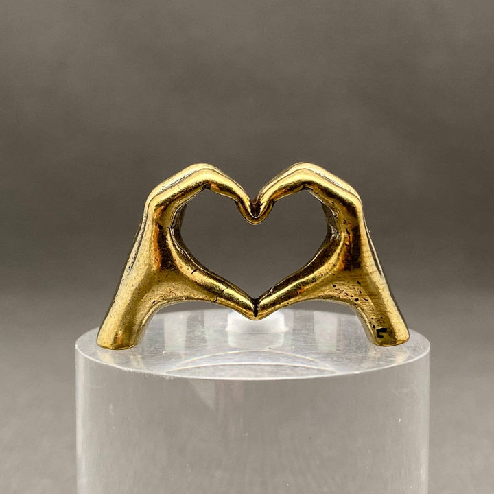 Brass Hand Heart Gesture Desktop Ornament