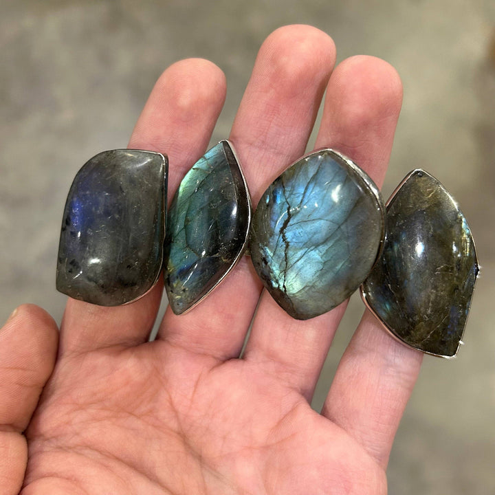 Adjustable Labradorite Ring with iridescent flash boho spiritual gemstone jewelry