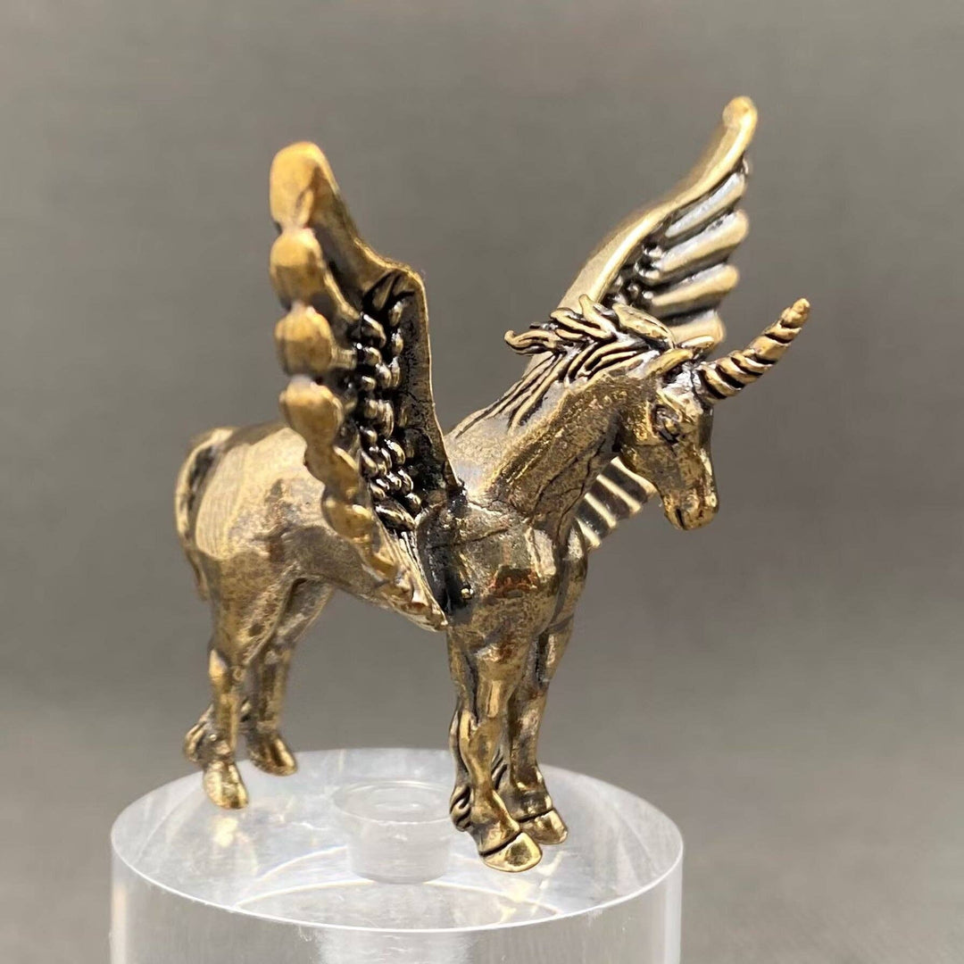 Brass Pegasus Desktop Ornament handcrafted boho spiritual decor for coastal mystic altars