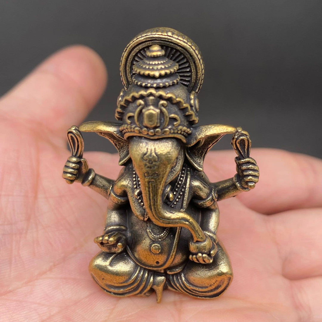 Brass Ganesha desktop ornament for new beginnings altar decor and sacred space
