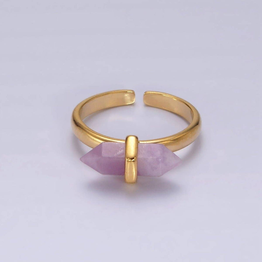 Gemstone Wand Ring 14K Gold Filled with healing crystal boho coastal style