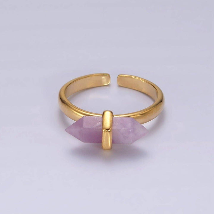 Gemstone Wand Ring 14K Gold Filled with healing crystal boho coastal style