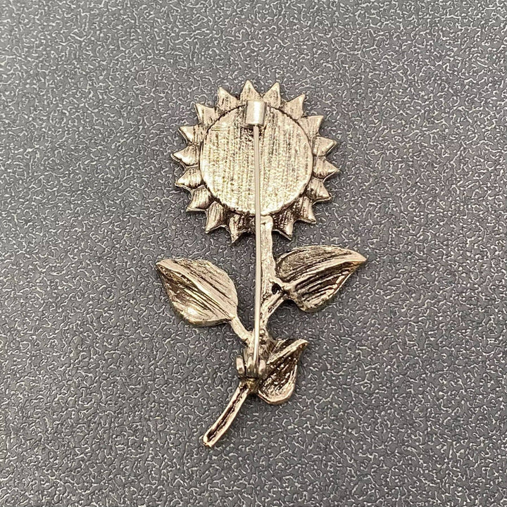 Abalone Shell Silver Tone Sunflower Brooch
