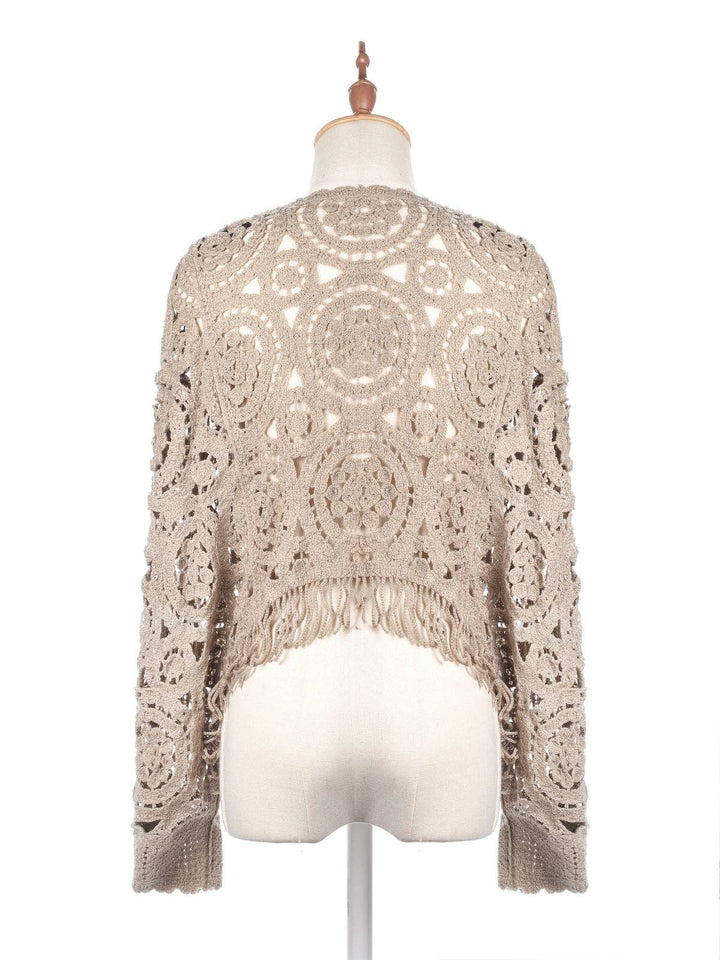 Vintage Hollow Knit Batwing Sweater in open boho coastal beach style