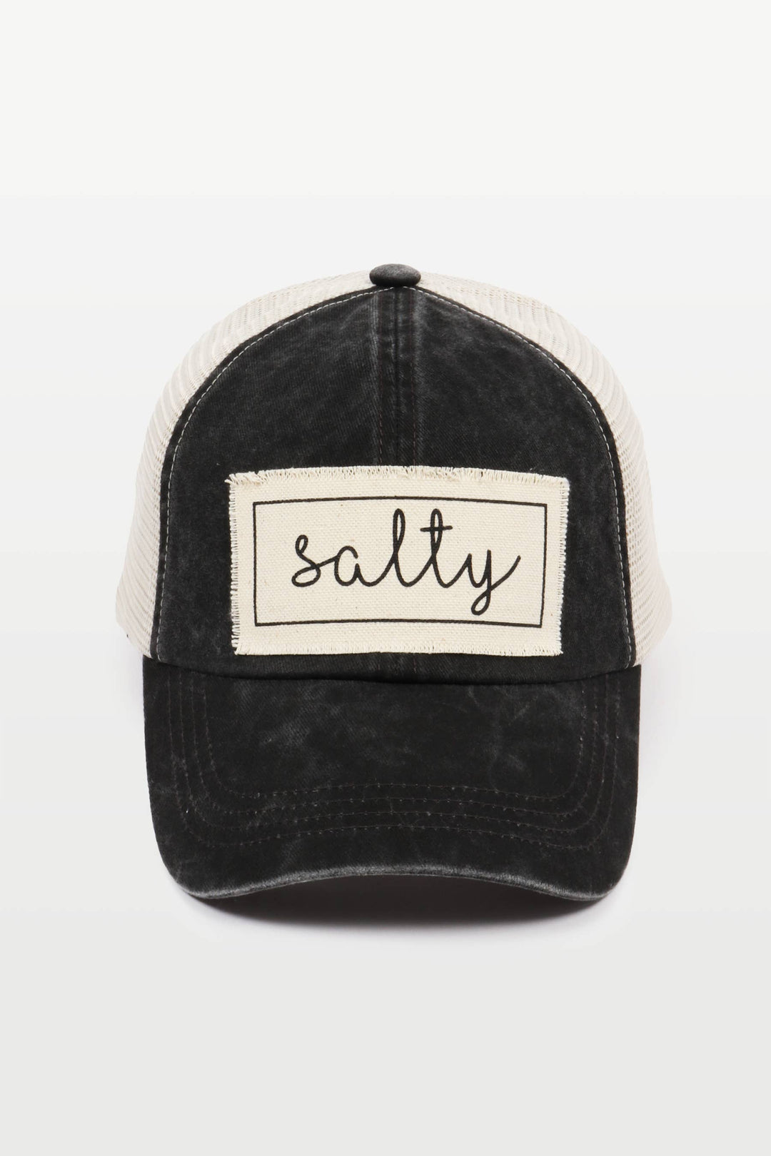 Salty Canvas Patch Mesh Back Baseball Cap for coastal boho beach lovers