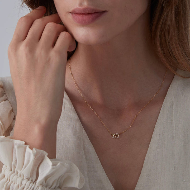 Dainty Angel Number Charm Necklace in gold plated sterling silver for spiritual souls
