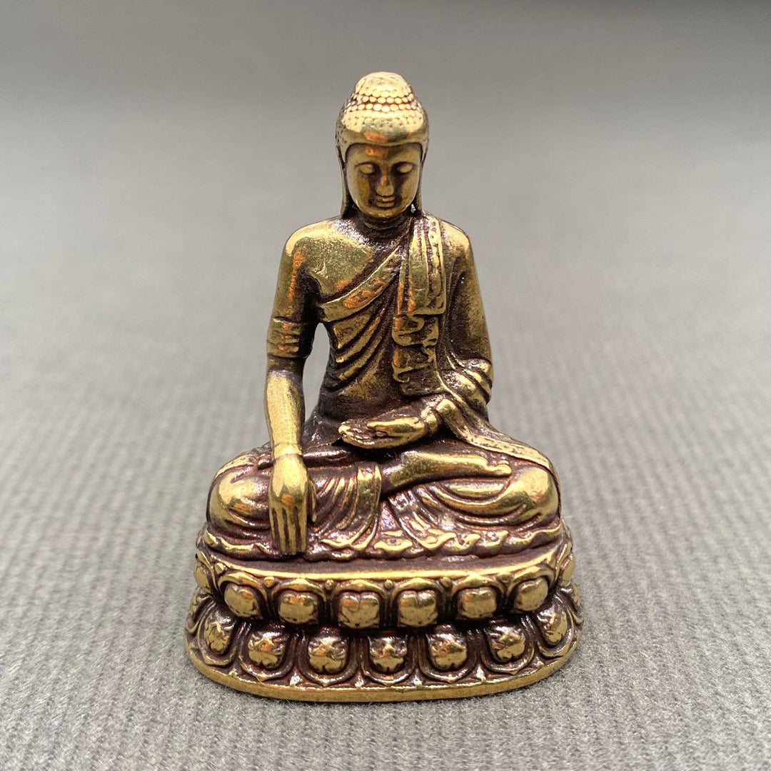 Brass Buddha Dhyana Mudra statue for meditation decor and coastal boho altar spaces