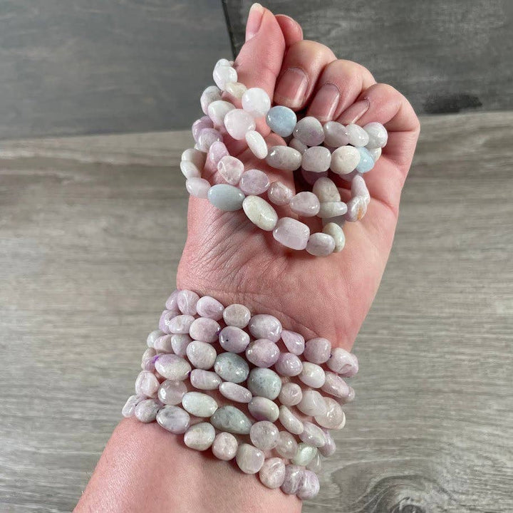 Healing crystal bracelet with natural nugget gemstones for boho coastal style