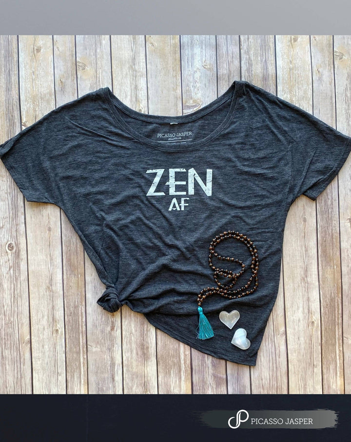 Zen AF Scoop Neck Tee relaxed fit boho coastal graphic tee good vibes