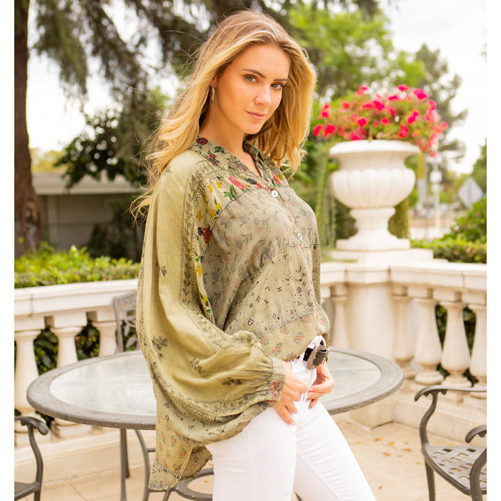 Long Sleeve Patchwork, Zodiac &amp; Constellation Design Top