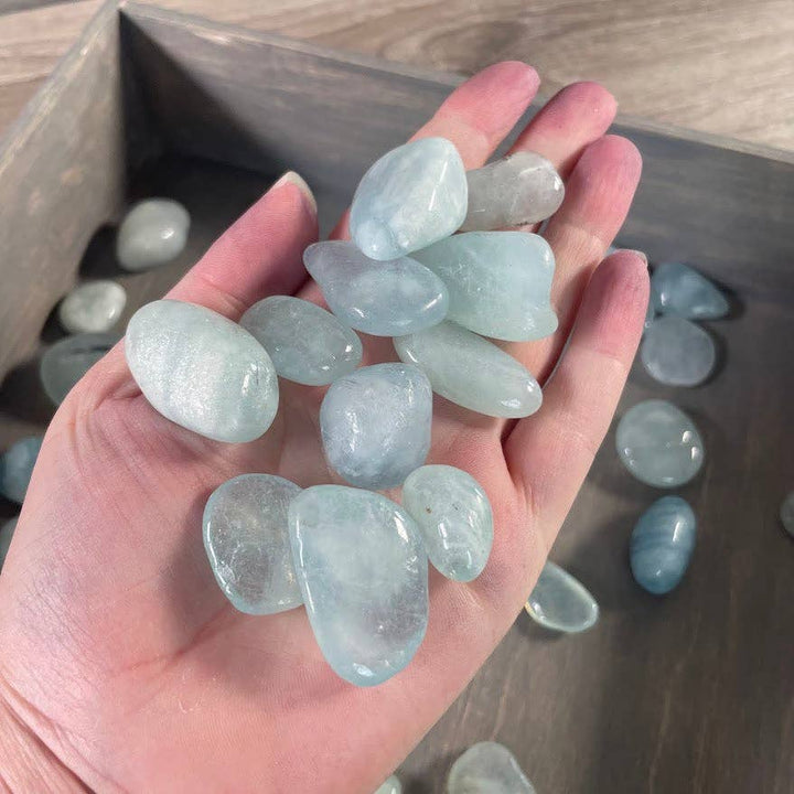 Aquamarine Tumbled Stones in Bulk - Sold by the Pound